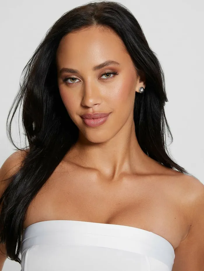 Women GUESS Eco Kateen Strapless Corset Top Pure White Tops Women GUESS Eco Kateen Strapless Corset Top Pure White Tops
