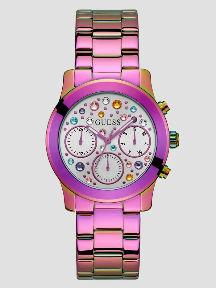 Women GUESS Fantasia Iridescent Multifunctional Watch Rose Gold Watches