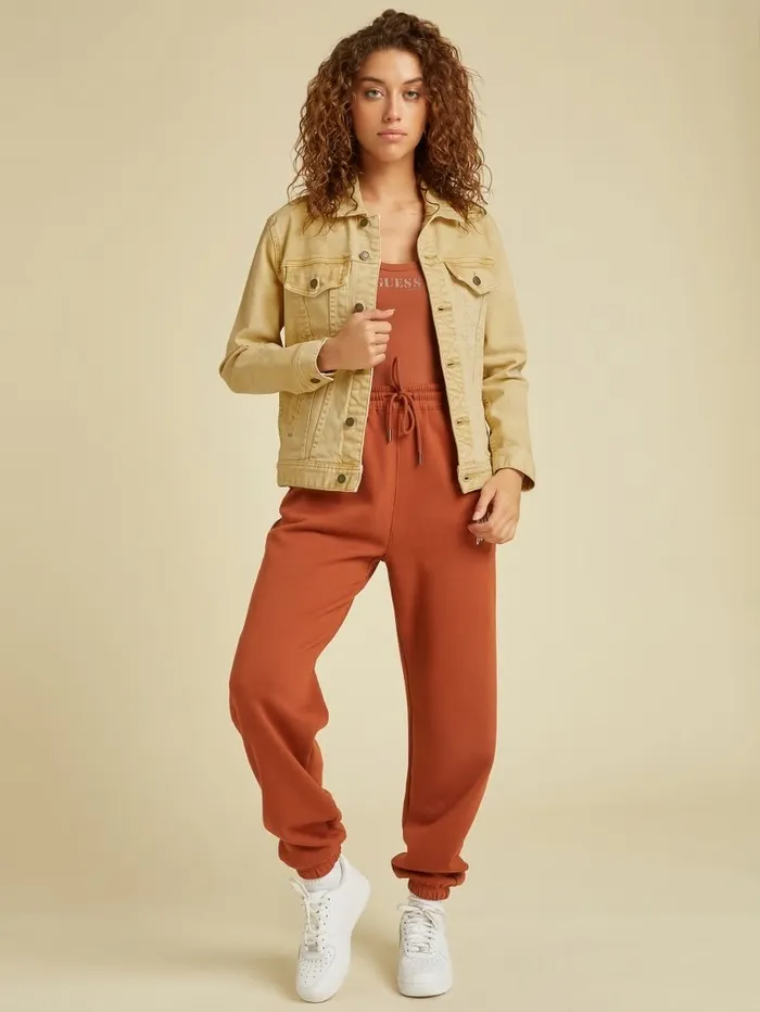 Women GUESS GUESS Originals Dyed Denim Jacket Go Vintage Tan Wash Jackets and Coats