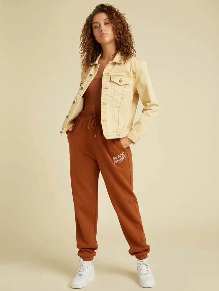 Women GUESS GUESS Originals Dyed Denim Jacket Go Vintage Tan Wash Jackets and Coats