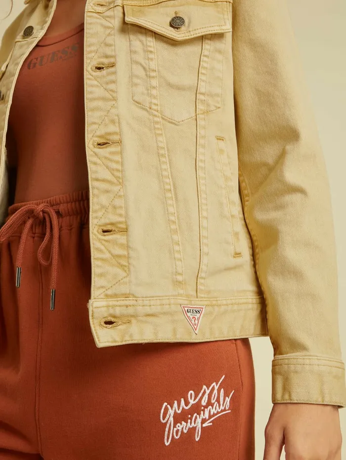 Women GUESS GUESS Originals Dyed Denim Jacket Go Vintage Tan Wash Jackets and Coats