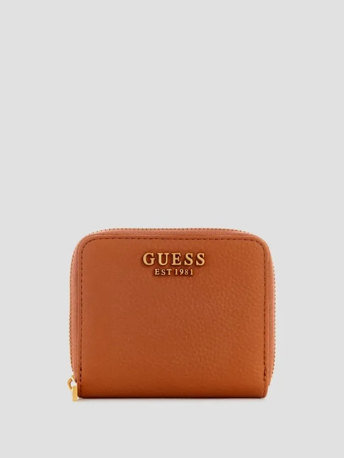 Women GUESS Laryn Small ZipAround Wallet Cognac Handbags