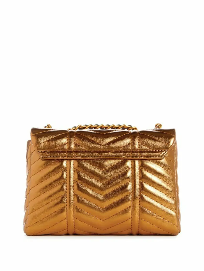 Women GUESS Lovide Metallic Mini Convertible Crossbody Bronze Handbags Women GUESS Lovide Metallic Mini Convertible Crossbody Bronze Handbags