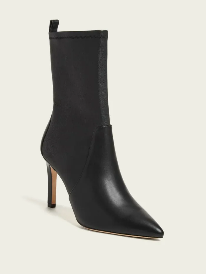 Women GUESS Mavrik Leather Ankle Bootie Black Snakeskin Boots and Booties