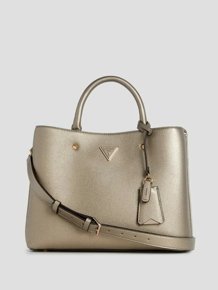 Women GUESS Meridian Girlfriend Satchel Pewter Handbags