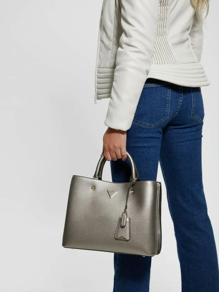 Women GUESS Meridian Girlfriend Satchel Pewter Handbags Women GUESS Meridian Girlfriend Satchel Pewter Handbags