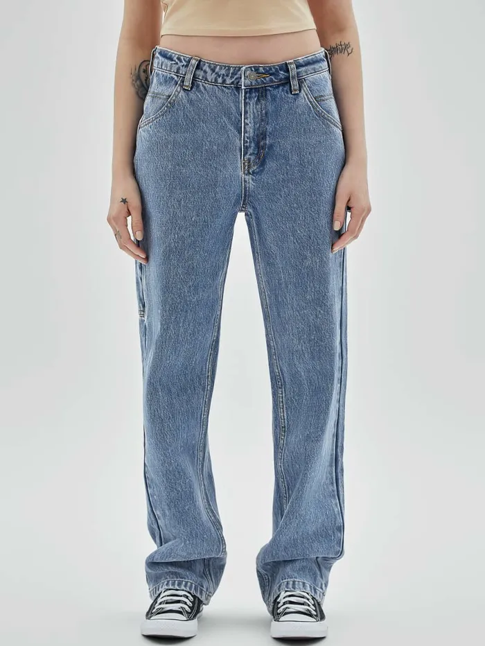 Women GUESS Originals Kit Acid Washed Carpenter Jeans Go Medium Indigo Acid Was Bottoms GUESS Women GUESS Originals Kit Acid Washed Carpenter Jeans Go Medium Indigo Acid Was Bottoms GUESS