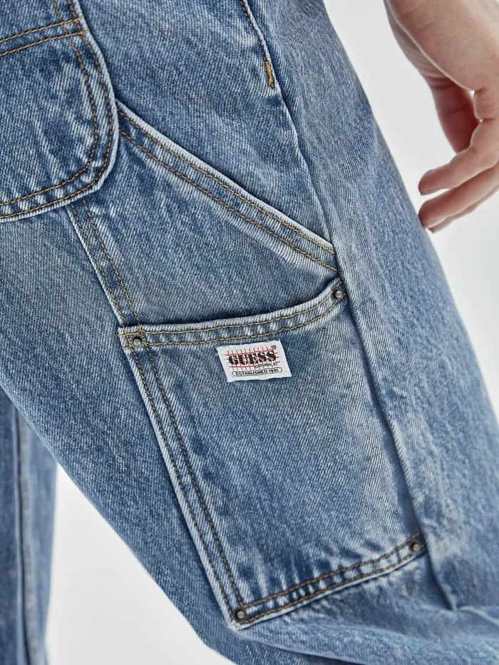 Women GUESS Originals Kit Acid Washed Carpenter Jeans Go Medium Indigo Acid Was Bottoms GUESS Women GUESS Originals Kit Acid Washed Carpenter Jeans Go Medium Indigo Acid Was Bottoms GUESS
