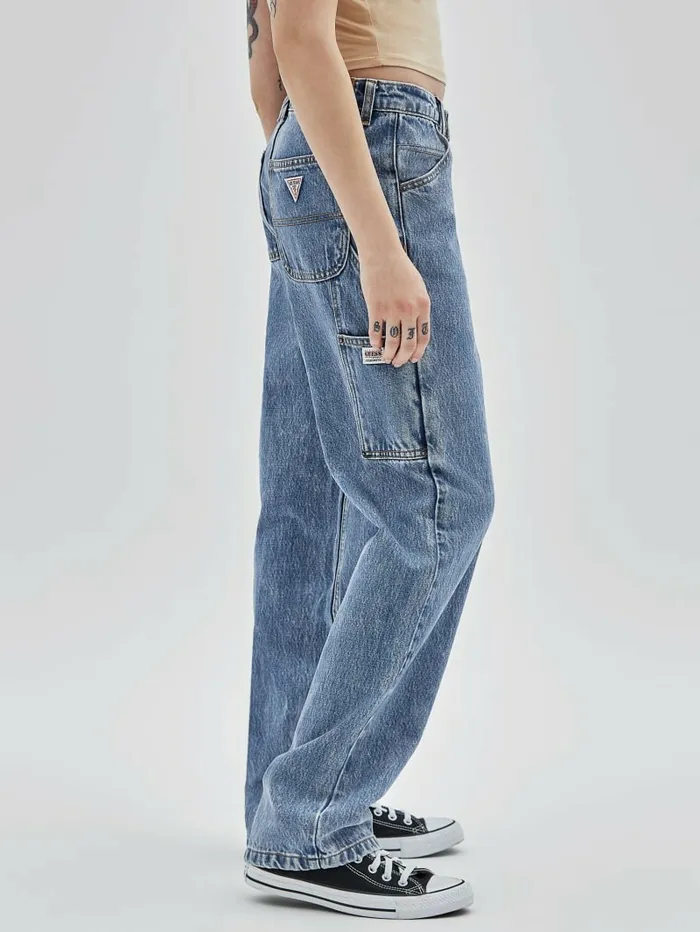 Women GUESS Originals Kit Acid Washed Carpenter Jeans Go Medium Indigo Acid Was Bottoms GUESS Women GUESS Originals Kit Acid Washed Carpenter Jeans Go Medium Indigo Acid Was Bottoms GUESS