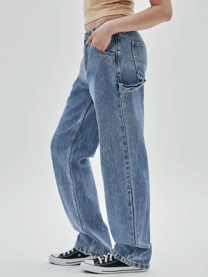 Women GUESS Originals Kit Acid Washed Carpenter Jeans Go Medium Indigo Acid Was Bottoms GUESS Women GUESS Originals Kit Acid Washed Carpenter Jeans Go Medium Indigo Acid Was Bottoms GUESS