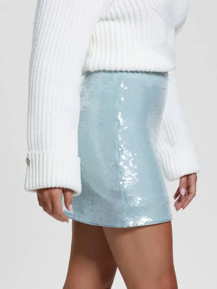 Women GUESS Pelari Sequin Mini Skirt Silk Gray Multi Bottoms Women GUESS Pelari Sequin Mini Skirt Silk Gray Multi Bottoms