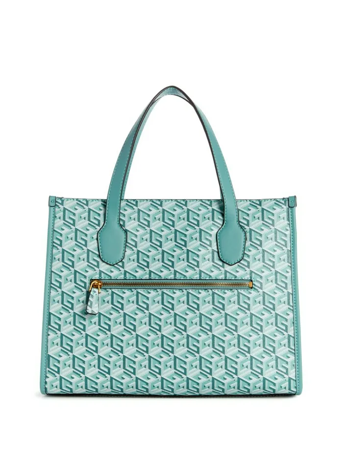 Women GUESS Silvana G Cube Tote Trinidad Indigo Wash Handbags