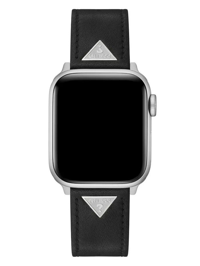 Women GUESS SilverTone Emblem and Black Leather 3841 mm Band for Apple Watch Black Watches Women GUESS SilverTone Emblem and Black Leather 3841 mm Band for Apple Watch Black Watches