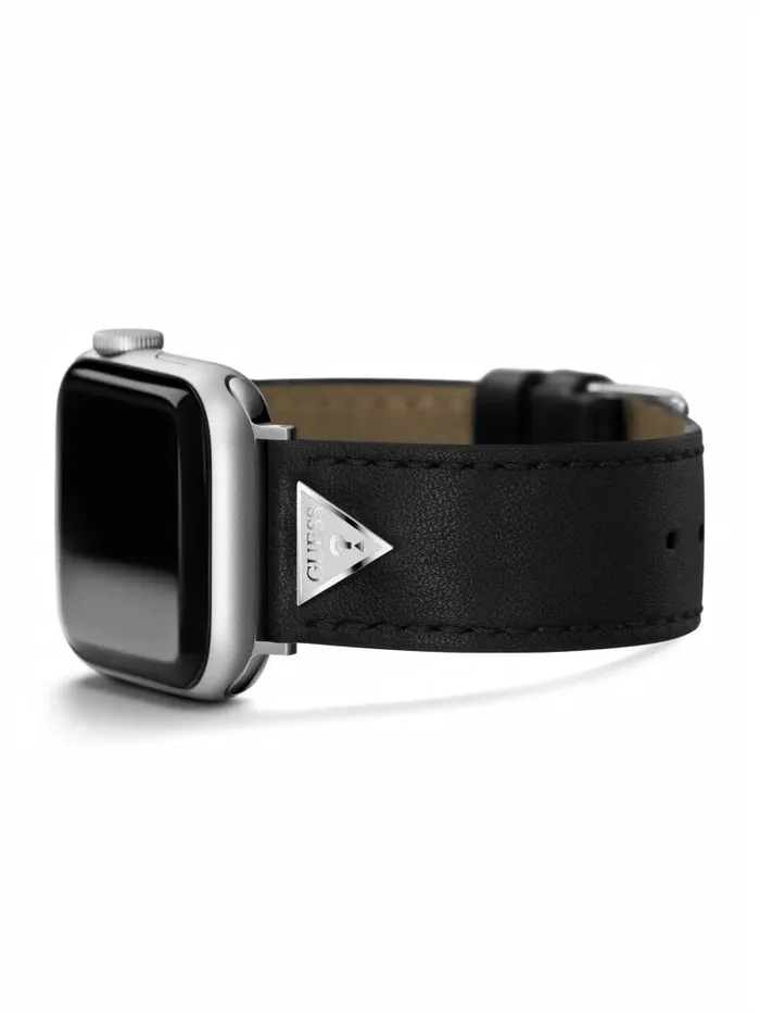 Women GUESS SilverTone Emblem and Black Leather 3841 mm Band for Apple Watch Black Watches Women GUESS SilverTone Emblem and Black Leather 3841 mm Band for Apple Watch Black Watches