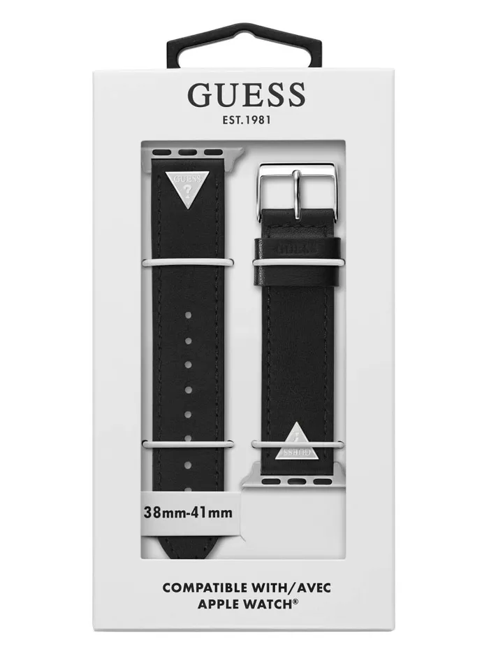 Women GUESS SilverTone Emblem and Black Leather 3841 mm Band for Apple Watch Black Watches Women GUESS SilverTone Emblem and Black Leather 3841 mm Band for Apple Watch Black Watches