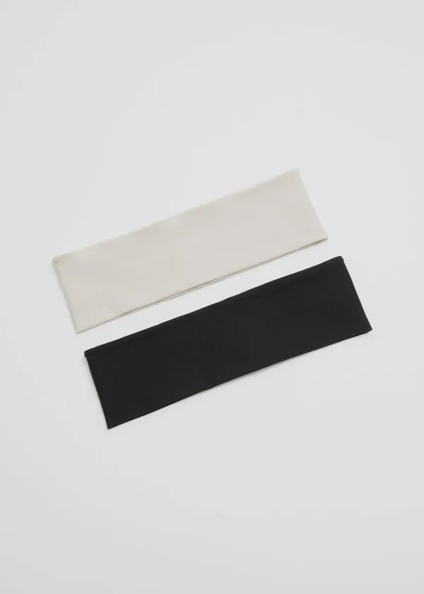 Women Hair Accessories and Other Stories 2Pack Wide Headbands Blackandwhite