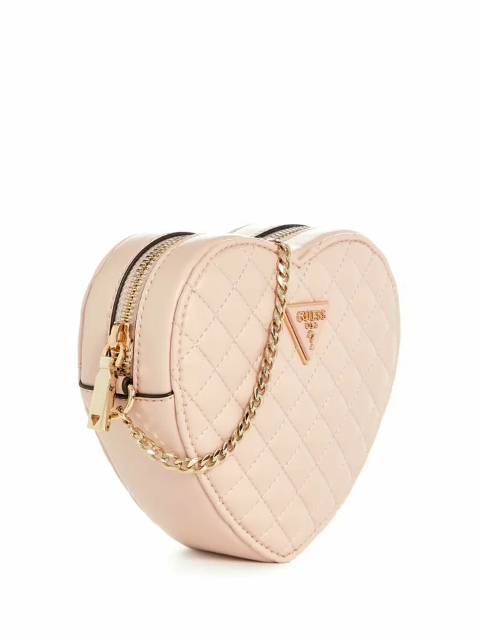Women Handbags GUESS Rianee Heart Crossbody Bag Pale Pink Women Handbags GUESS Rianee Heart Crossbody Bag Pale Pink