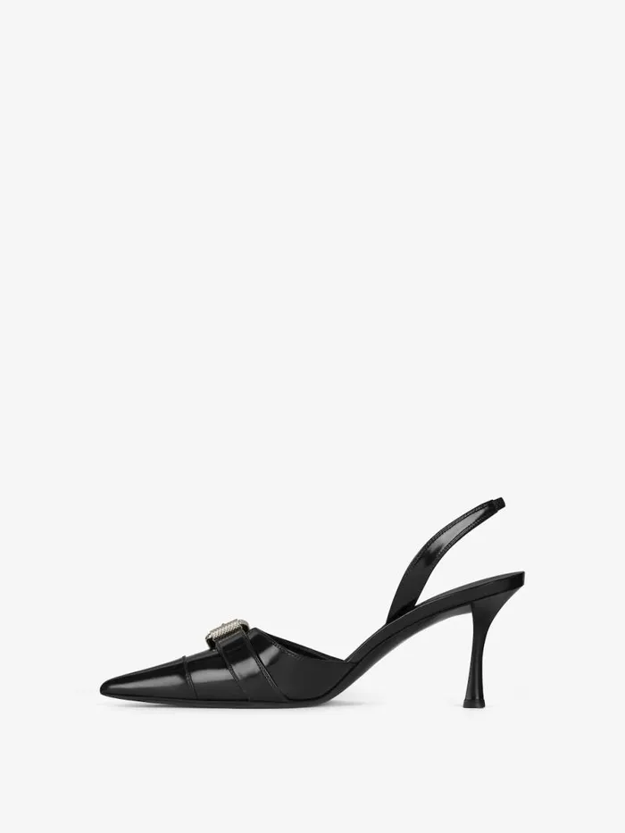 Women Heels Givenchy Voyou Slingbacks In Leather Black Women Heels Givenchy Voyou Slingbacks In Leather Black