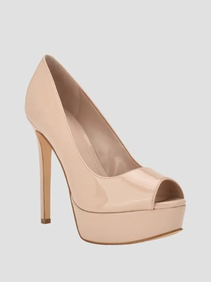 Women Heels GUESS Cacei PeepToe Stiletto Heels Light Natural 110