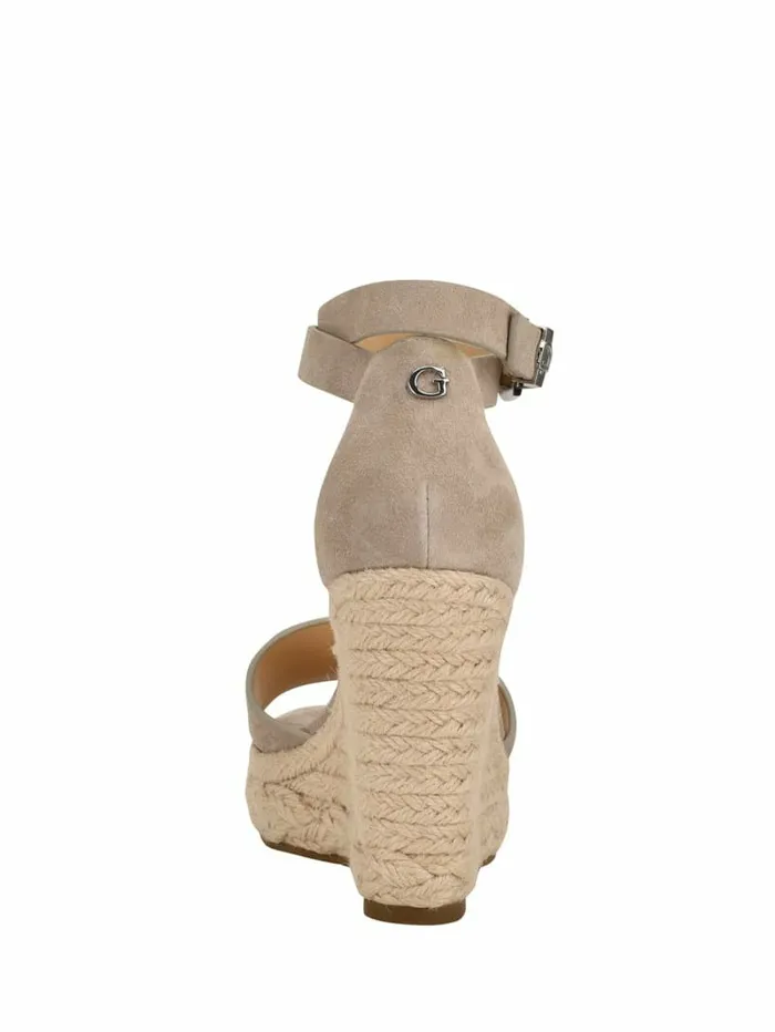 Women Hidy Suede Espadrille Wedges Taupe Sandals GUESS Women Hidy Suede Espadrille Wedges Taupe Sandals GUESS