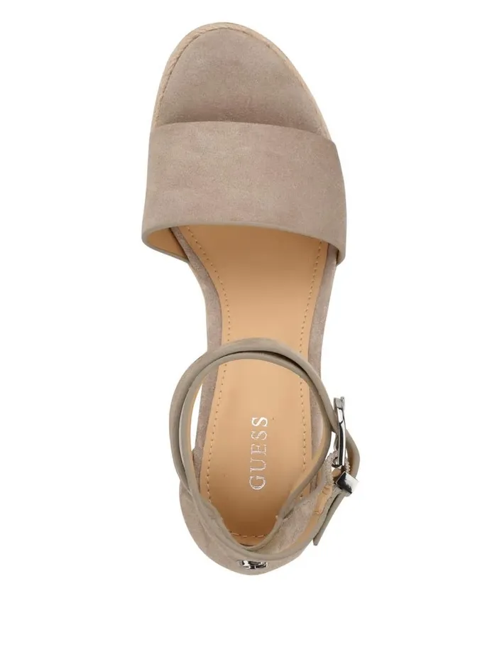 Women Hidy Suede Espadrille Wedges Taupe Sandals GUESS Women Hidy Suede Espadrille Wedges Taupe Sandals GUESS