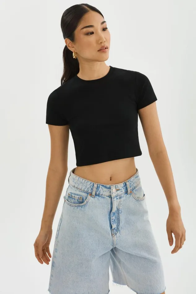 Women INGA Cropped TShirt Black LAMARQUE Tops
