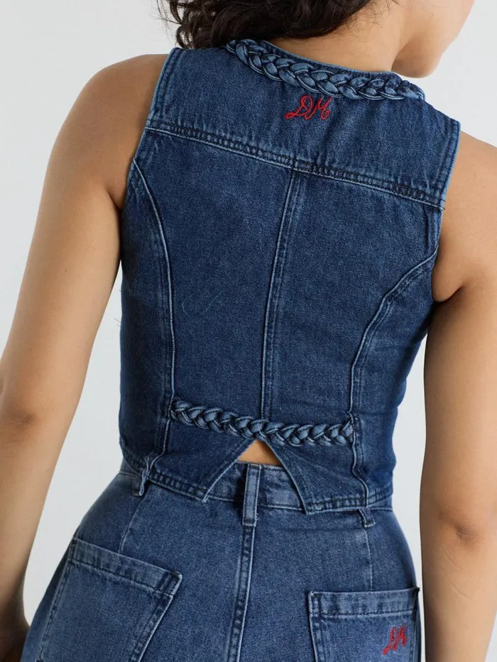 Women Isla Denim Vest Vintage Wash Lisa Says Gah Tops