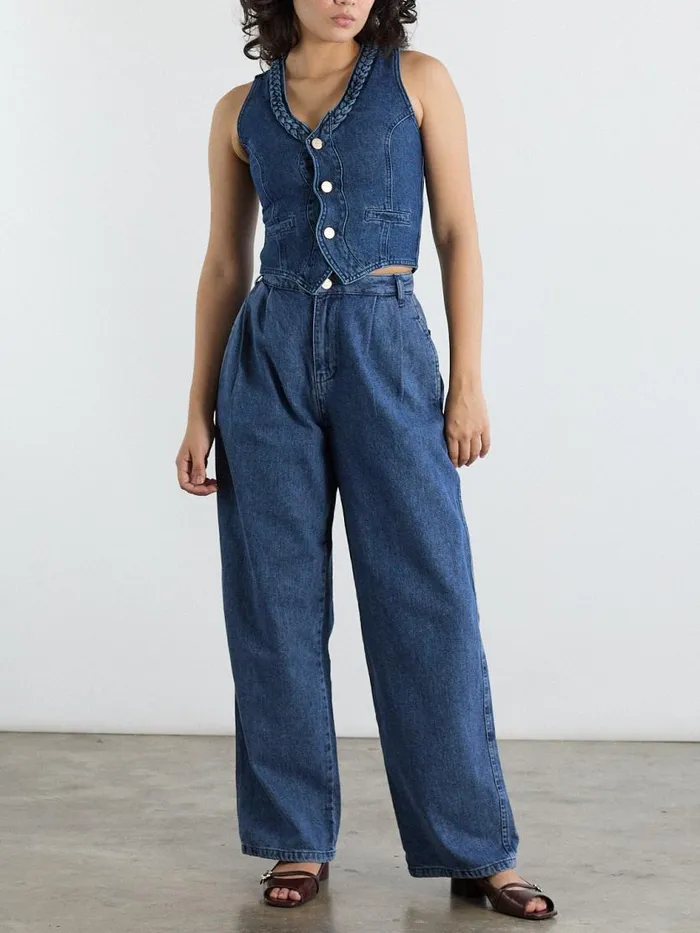 Women Isla Denim Vest Vintage Wash Lisa Says Gah Tops