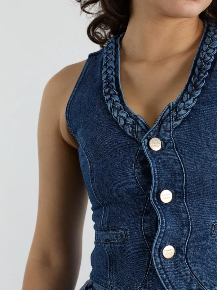 Women Isla Denim Vest Vintage Wash Lisa Says Gah Tops