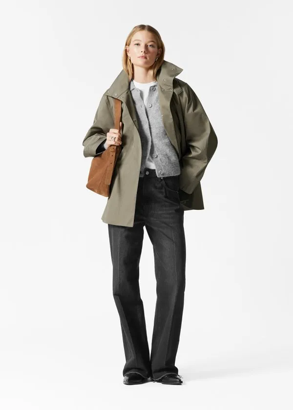Women Jackets and Coats and Other Stories Aline FunnelNeck Jacket Khaki Green Women Jackets and Coats and Other Stories Aline FunnelNeck Jacket Khaki Green