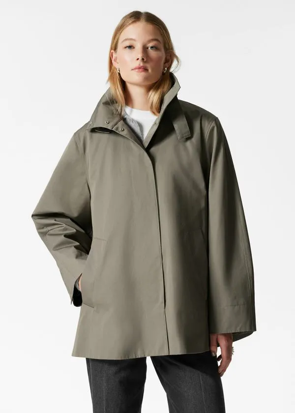 Women Jackets and Coats and Other Stories Aline FunnelNeck Jacket Khaki Green
