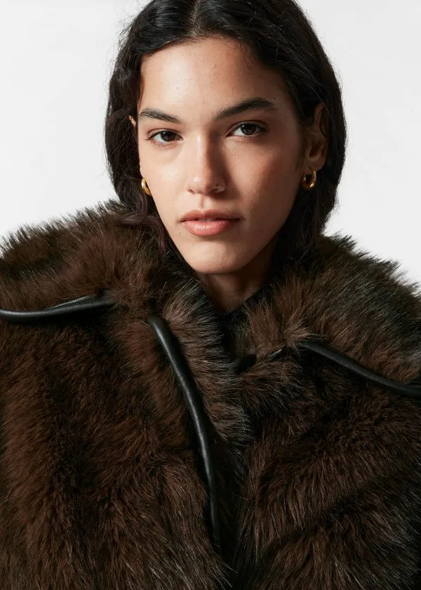 Women Jackets and Coats and Other Stories Belted Faux Fur Coat Brown