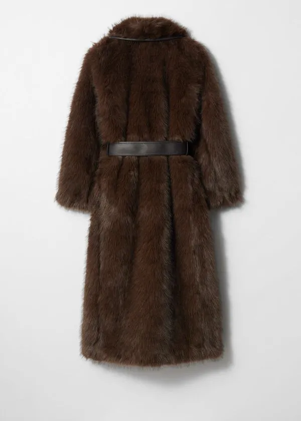 Women Jackets and Coats and Other Stories Belted Faux Fur Coat Brown