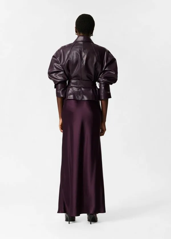 Women Jackets and Coats and Other Stories Belted Leather Jacket Dark Purple