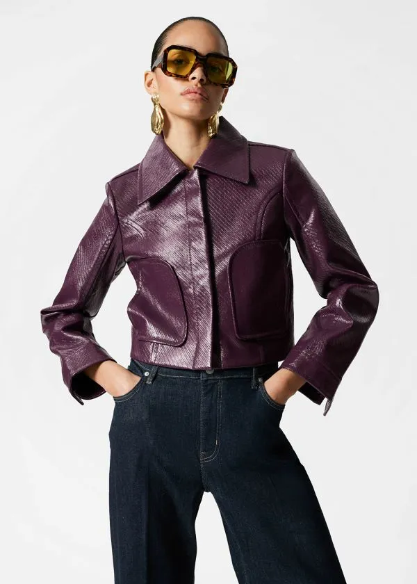 Women Jackets and Coats and Other Stories Cropped PatchPocket Jacket Plum