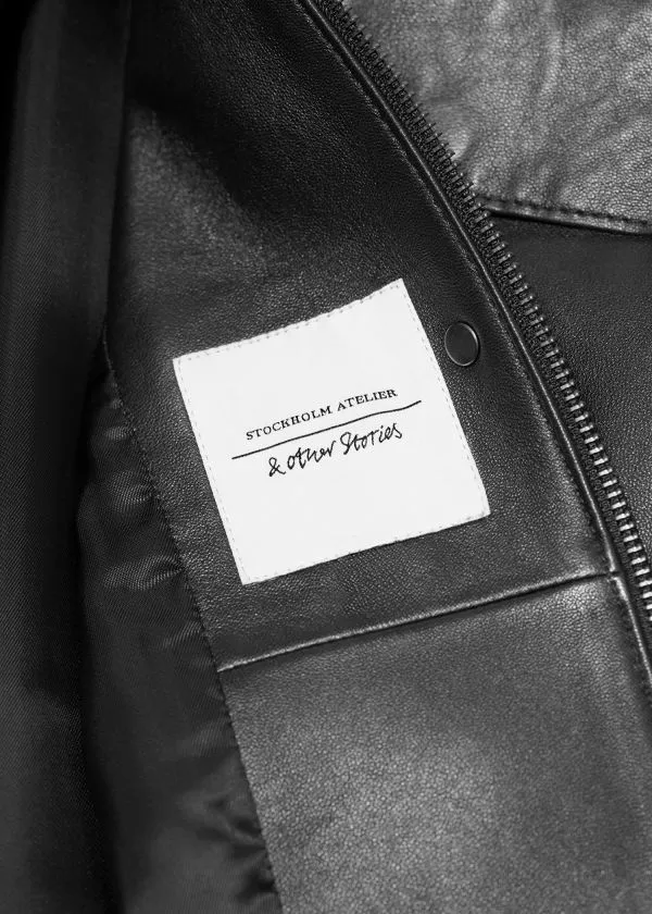 Women Jackets and Coats and Other Stories FlapPocket Leather Jacket Black