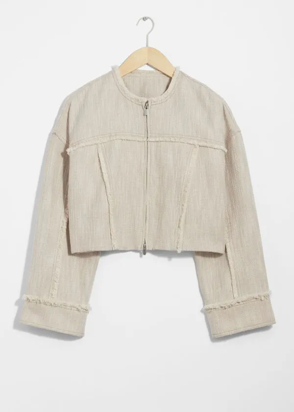 Women Jackets and Coats and Other Stories Frayed LinenBlend Jacket Beige