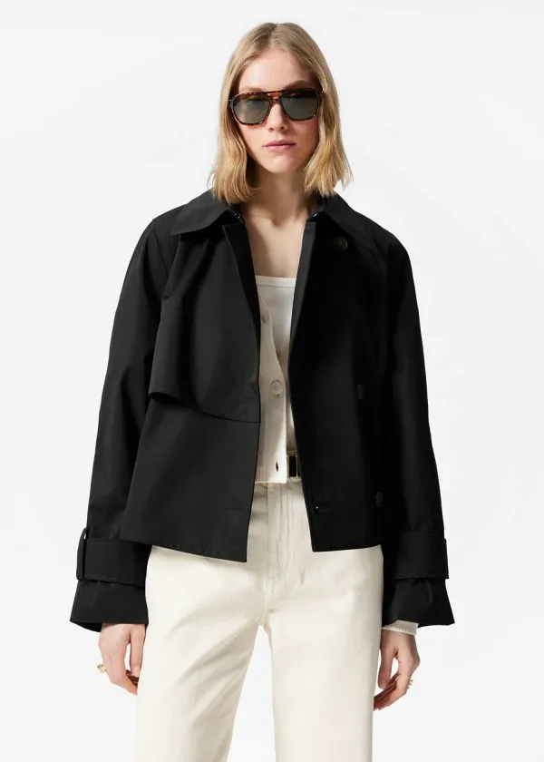 Women Jackets and Coats and Other Stories Short Trench Coat Jacket Black