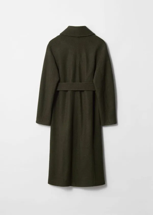 Women Jackets and Coats and Other Stories Voluminous Belted Wool Coat Dark Khaki