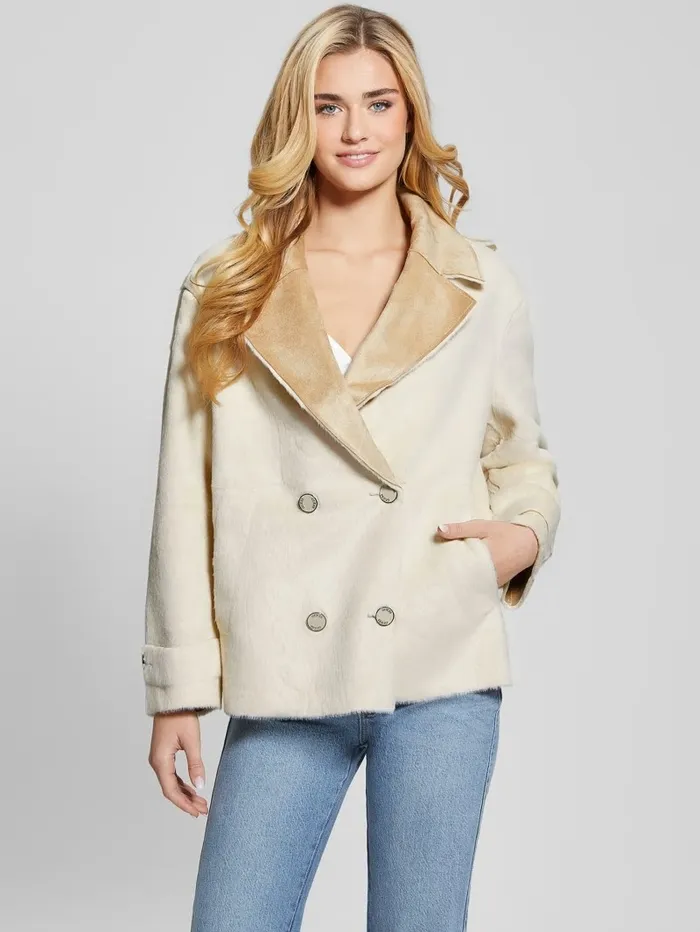 Women Jackets and Coats GUESS Sabrina Textured Jacket Vanilla Blush