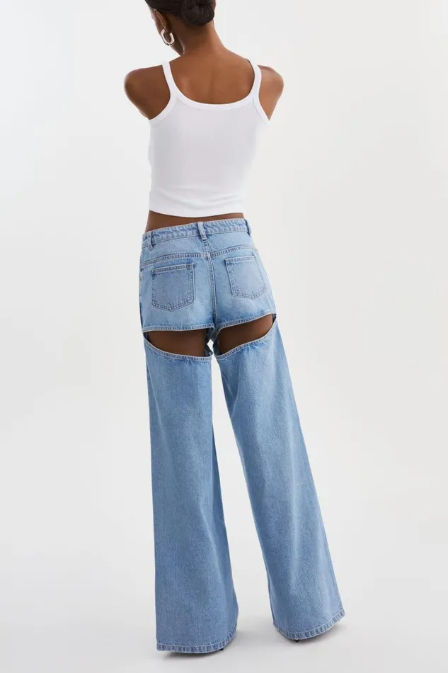 Women JAYLENE Denim CutOut Jeans Light Blue Wash LAMARQUE Pants and Shorts Women JAYLENE Denim CutOut Jeans Light Blue Wash LAMARQUE Pants and Shorts