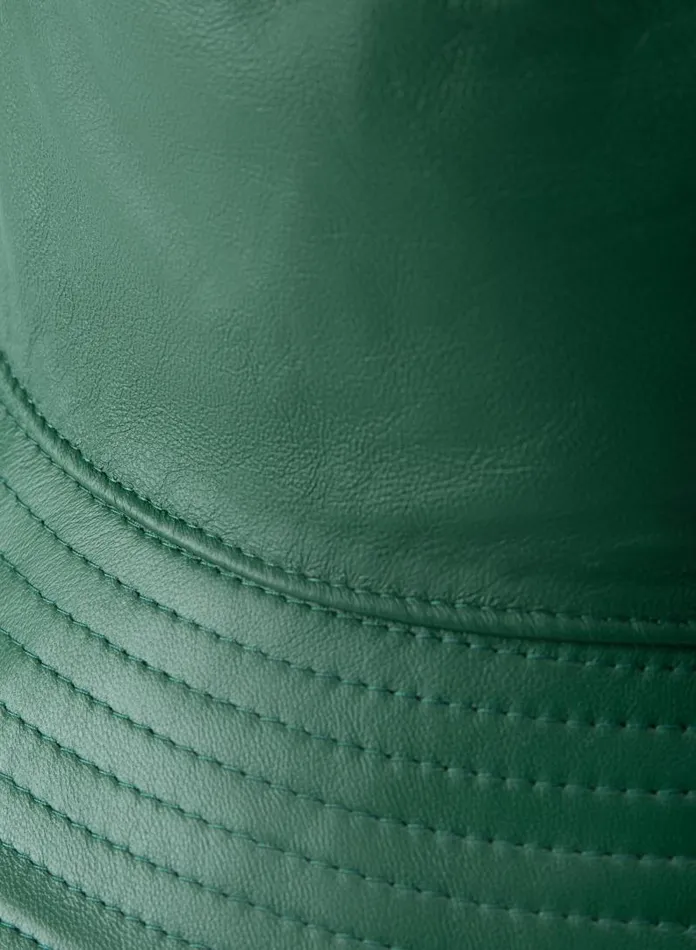 Women JEANNE LEATHER BUCKET HAT Bottle Green LAMARQUE Hats Women JEANNE LEATHER BUCKET HAT Bottle Green LAMARQUE Hats