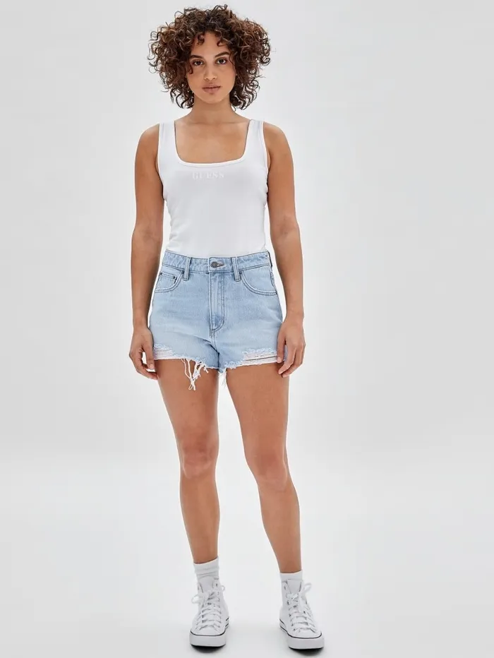 Women Jeans and Denim GUESS GUESS Originals Kit Destroyed Denim Shorts Go Fez Lt Wash Women Jeans and Denim GUESS GUESS Originals Kit Destroyed Denim Shorts Go Fez Lt Wash