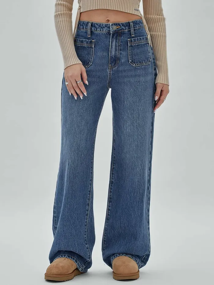 Women Jeans and Denim GUESS GUESS Originals Patch Pocket Wide Leg Jeans Go Astrid Medium Wash Women Jeans and Denim GUESS GUESS Originals Patch Pocket Wide Leg Jeans Go Astrid Medium Wash