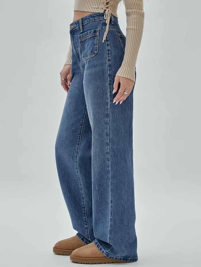Women Jeans and Denim GUESS GUESS Originals Patch Pocket Wide Leg Jeans Go Astrid Medium Wash Women Jeans and Denim GUESS GUESS Originals Patch Pocket Wide Leg Jeans Go Astrid Medium Wash