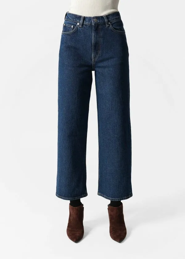Women Jeans and Other Stories Cropped WideLeg Jeans Mid Blue