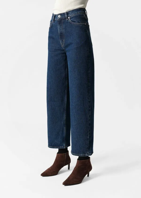Women Jeans and Other Stories Cropped WideLeg Jeans Mid Blue