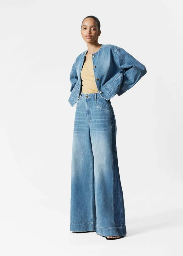 Women Jeans and Other Stories Long WideLeg Jeans Mid Blue