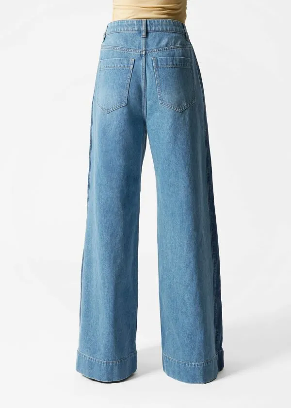 Women Jeans and Other Stories Long WideLeg Jeans Mid Blue