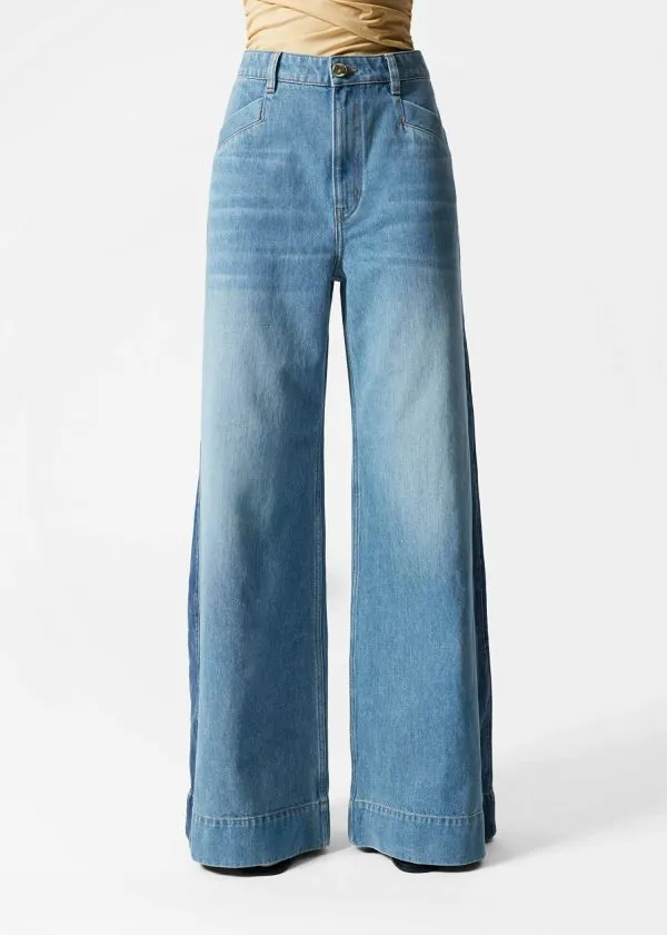 Women Jeans and Other Stories Long WideLeg Jeans Mid Blue